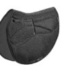 Schwarze Quittpad Spring-Satteldecke mit integriertem stoßdämpfenden Pad, freigestellt von der Seite aufgenommen.